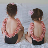 Mom & Me Three-Dimensional Flower Petals One-Piece Swimsuit