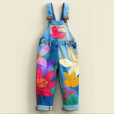 Lucky Sale-Floral Print Suspender Pants