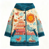 Lucky Sale-Children's cartoon ocean sailboat animation pattern jacket