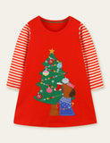 Christmas Tree Puppy Appliqu¨¦ Gift Embroidered Dress