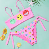 Cartoon Expression Girls Swimwear