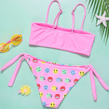 Cartoon Expression Girls Swimwear