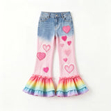 Lucky Sale-Children's Pink Heart-Patterned Flared Pants