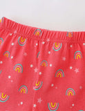 2Pcs Toddler Girl Unicorn Applique Short-sleeve Tee & Rainbow Print Shorts Set - CCMOM