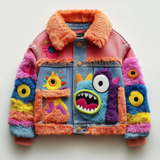 Lucky Sale-Children's cute denim jacket with colorful big mouth and cartoon pattern