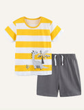 Boy's Suit Dinosaur Embroidered Patch Two-Piece Set