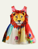 Lucky Sale-Toddler Girl Lion Print Sleeveless Tank Dress