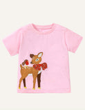 Children's Cartoon Embroidered Patch Short-Sleeved Top