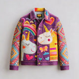 Lucky Sale-Children's rainbow striped heart and unicorn jacket
