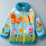 Lucky Sale-Children's blue butterfly and grass pattern children's jacket