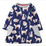 Cat Printing Long Sleeve Dress