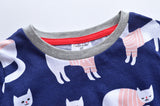 Cat Printing Long Sleeve Dress