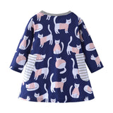 Cat Printing Long Sleeve Dress