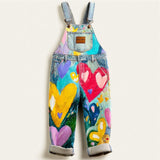 Lucky Sale-Oil painting style colorful heart overalls