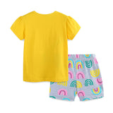 Casual Cartoon Printed round Neck Short Sleeve Shorts Suit