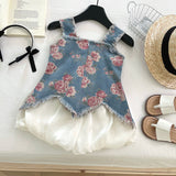 Denim Sling Top + Bud-Shaped Pants Two-Piece Set