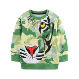 Cartoon Printed Long-Sleeved Knitted Cotton Crew Neck Children's Sweatshirt