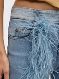 Plush Decoration Straight Jeans