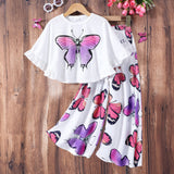 Butterfly Print Top + Trousers Suit