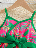 Plant Printing Slip Dress