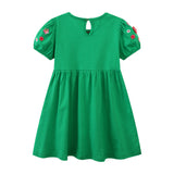 Children's Animal Embroidered Short Sleeve Dress