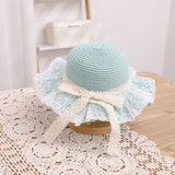 Children's Bowknot Woven Beach Bucket Hat