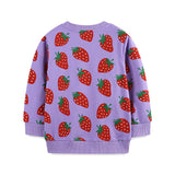 Cartoon Strawberry Print round Neck Casual Top
