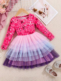 Long Sleeve Printing with Gradient Mesh Dress