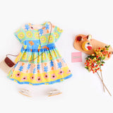 Multicolor Printing and Dyeing Short Sleeve Dress