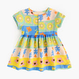 Multicolor Printing and Dyeing Short Sleeve Dress