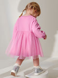 Cartoon Girl Long Sleeve Mesh Princess Dress
