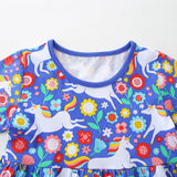 Cartoon animal print Princess dress round neck short-sleeved dress