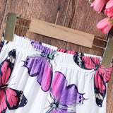 Butterfly Print Top + Trousers Suit