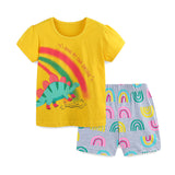 Casual Cartoon Printed round Neck Short Sleeve Shorts Suit