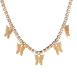 Multicolor metal butterfly pendant necklace insect choker necklace jewelry