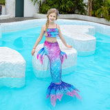 Children's Mermaid Swimsuit Girls' Colorful Mermaid Tail Three Piece Set Swimming Suit