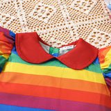 Halloween Rainbow Striped Shirt Suspender Skirt Two-Piece Set