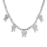 Multicolor metal butterfly pendant necklace insect choker necklace jewelry