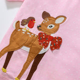 Children's Cartoon Embroidered Patch Short-Sleeved Top