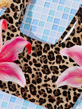 Leopard Print Flower Swimsuit