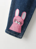 Rabbit Embroidered Patch Trousers
