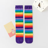 Rainbow striped mid-calf socks and knee socks for children autumn and winter