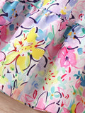 Flower Full Printed Short Sleeve Dress