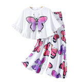 Butterfly Print Top + Trousers Suit