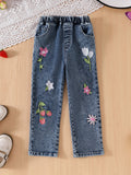 Butterfly Print Top + Flower Strawberry Embroidered Trousers