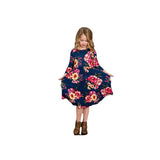 Mom & Me-Floral Print round-Neck Long-Sleeved Dress