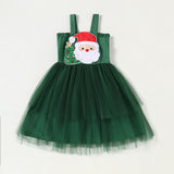 Christmas Santa Claus Embroidered Mesh Dress