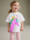 Unicorn Printed Short Sleeve + Slim Fit Leggings