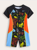 Boy's Cartoon Game Printed Swimsuit