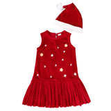 Christmas Star Flower Printed Vest Dress + Christmas Hat